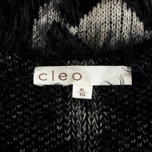 Cleo Black White Eyelash Knit Cardigan - Picture 13 of 15